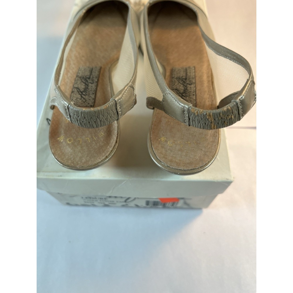 Amalfi Leisure Gold Luster Capri Mesh Leather Slings Pump Italy 5 1/2 B Look NEW - Picture 9 of 12